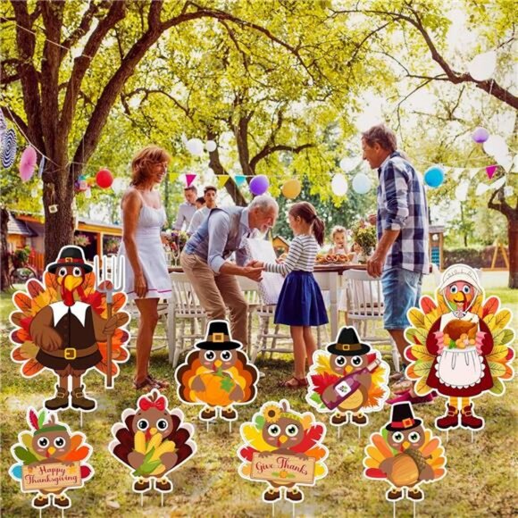 8PCS Thanksgiving Yard Signs with Stakes, Thanksgiving Decorations Outdoor - Picture 5 of 8